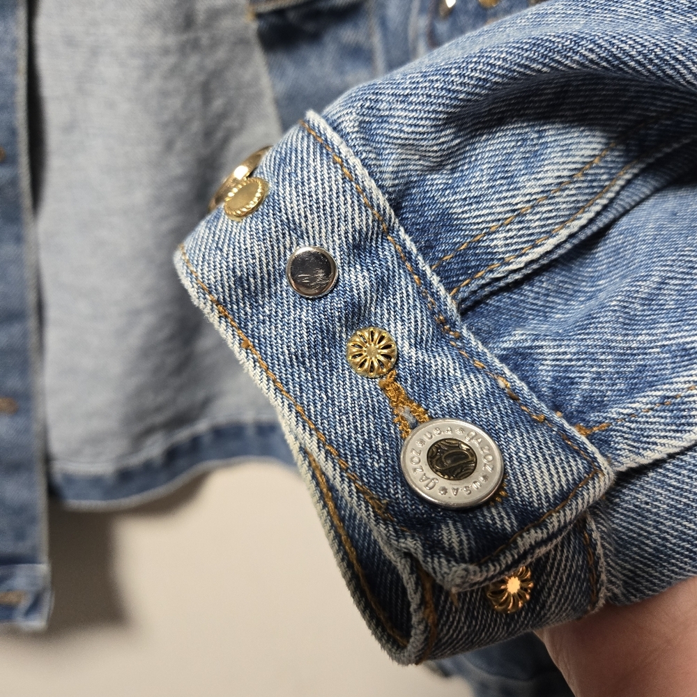 Vintage Gazoz Studded Bejeweled Denim Jacket Size Large Jean Jacket 80s 90s - Picture 4 of 11